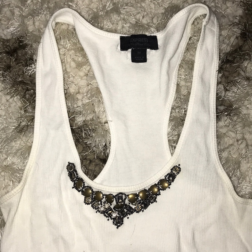 ⚪️ Express White Ribbed Tank Top - Picture 2 of 4